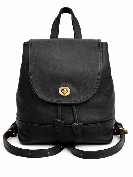Coach Handbags - COACH 1997 Vintage Daypack Black Leather Mini Backpack with Gold Turnlock $695+